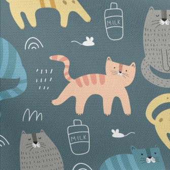 Color Block Cute Cat Pongee