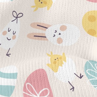 Round Cute Easter Graphics Stretch Jersey