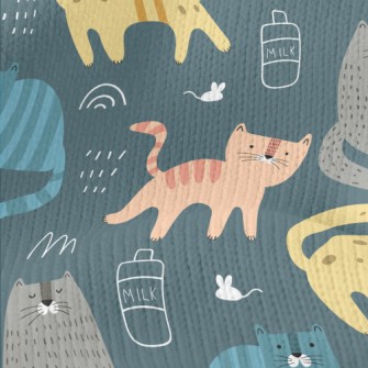 Color Block Cute Cat Stretch Jersey