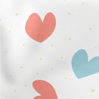 Red And Blue Love Heart Lightweight Cotton Poplin