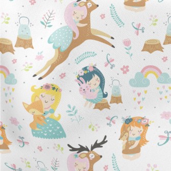 Girls Holding Animals Lightweight Cotton Poplin