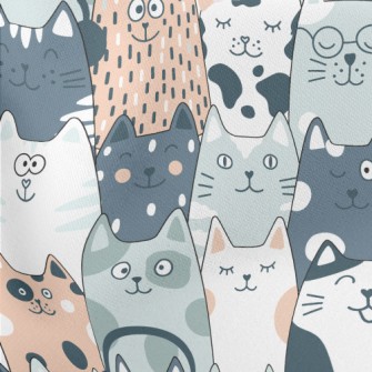 Cute Cats In Different Shapes Lightweight Cotton Poplin