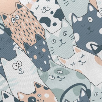 Cute Cats In Different Shapes Midweight Cotton Poplin