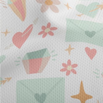 Pierced Heart Envelope Flower  Athletic Mesh Flat Back