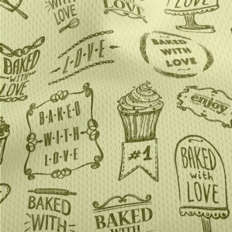 Handwritten Love Words And Cak Athletic Mesh Flat Back