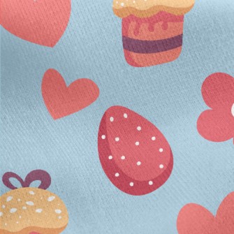 Love Flower Cake Easter Eggs Jersey Backed Fleece