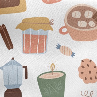 Cute Cake Teapot Biscuit Cup Jersey Backed Fleece