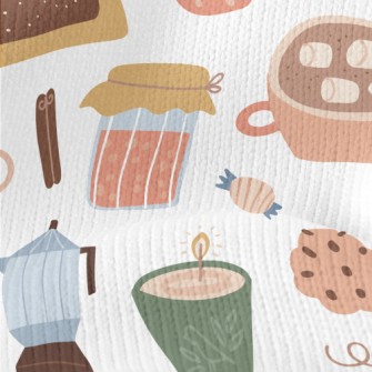 Cute Cake Teapot Biscuit Cup Stretch Jersey