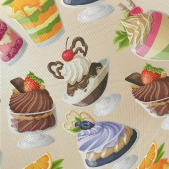 Hand Drawn Various Flavor Dess Midweight Cotton Poplin