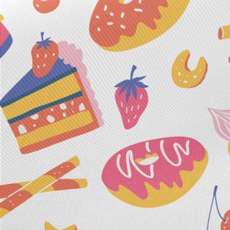 Brightly Colored Cakes Dessert Midweight Cotton Poplin