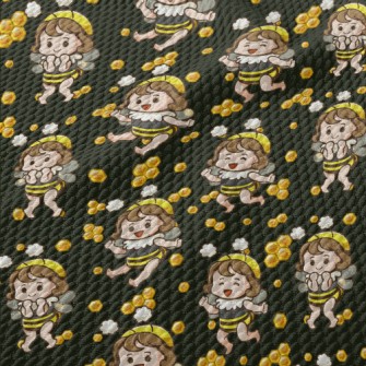 Bee Girl With Honeycomb Birdseye Piqué