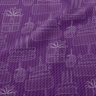 Simple White Line Birthday Cak Birdseye Piqué