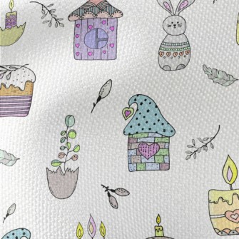 Colorful House Cake Bunny Waterproof Canvas