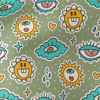 Eyes Clouds Sun Flowers Waterproof Canvas