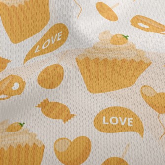 Yellow Cake Candy Love Heart Athletic Mesh Flat Back