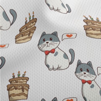 Colorful Cat And Birthday Cake Athletic Mesh Flat Back