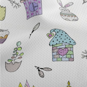 Colorful House Cake Bunny Athletic Mesh Flat Back