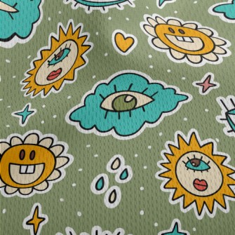 Eyes Clouds Sun Flowers Athletic Mesh Flat Back