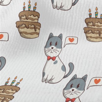 Colorful Cat And Birthday Cake Terry