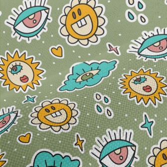 Eyes Clouds Sun Flowers Performance Linen