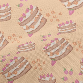 Hand Drawn Strawberry Flower C Performance Linen