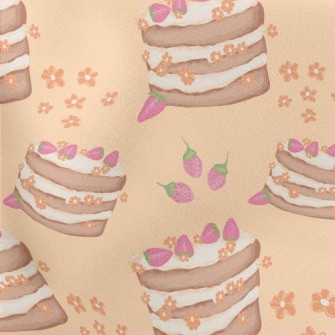 Hand Drawn Strawberry Flower C Stretch Ponte