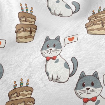 Colorful Cat And Birthday Cake Minky