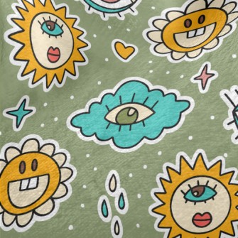 Eyes Clouds Sun Flowers Minky