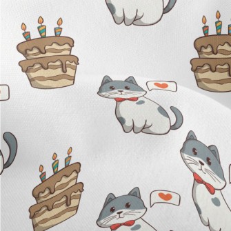 Colorful Cat And Birthday Cake Lightweight Performance Linen