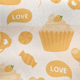 Yellow Cake Candy Love Heart Jersey Backed Fleece