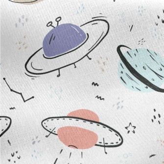 Simple Color Universe And UFO Jersey Backed Fleece