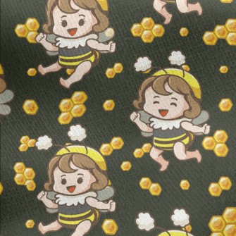 Bee Girl With Honeycomb Jersey Backed Fleece