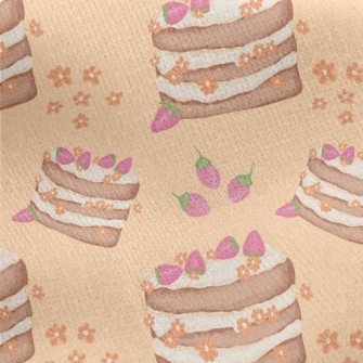 Hand Drawn Strawberry Flower C Jersey Backed Fleece