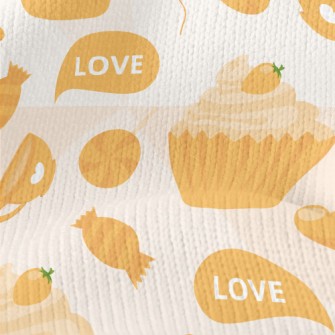 Yellow Cake Candy Love Heart Stretch Jersey