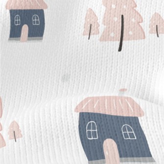 Lovely Gentle House Trees Stretch Jersey