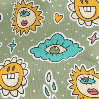 Eyes Clouds Sun Flowers Stretch Jersey