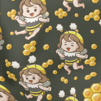Bee Girl With Honeycomb Lightweight Cotton Poplin