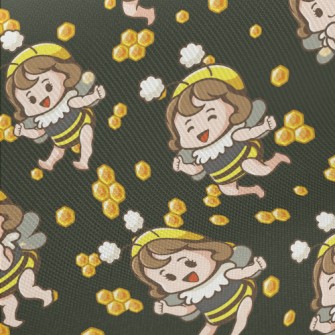 Bee Girl With Honeycomb Midweight Cotton Poplin