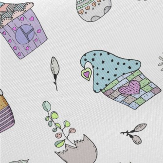 Colorful House Cake Bunny Midweight Cotton Poplin