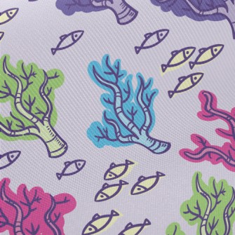 Colorful Corals And Small Fish Twill