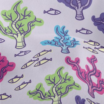 Colorful Corals And Small Fish Lightweight Performance Linen