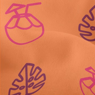 Coconut Cocktail And Monstera  Lightweight Performance Linen