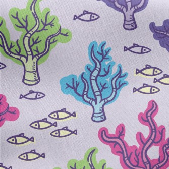 Colorful Corals And Small Fish Jersey Backed Fleece