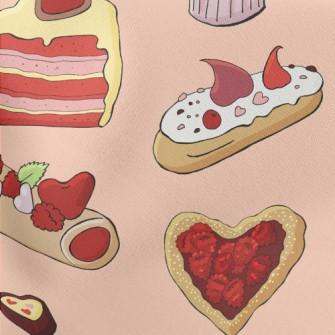Heart Cakes And Desserts Lightweight Cotton Poplin