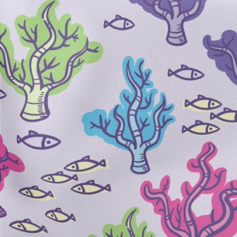 Colorful Corals And Small Fish Lightweight Cotton Poplin
