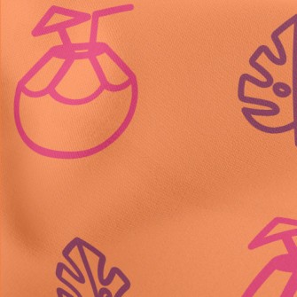 Coconut Cocktail And Monstera  Lightweight Cotton Poplin