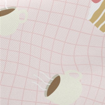 Cute Strawberry Cake And Coffe Midweight Cotton Poplin