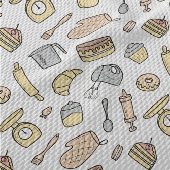 Baking Cakes And Utensils Birdseye Piqué
