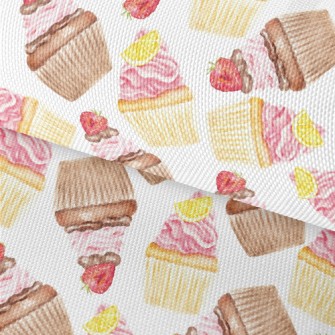 Hand Drawn Watercolor Cupcakes Waterproof Oxford