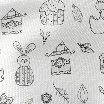 Black And White Simple House B Waterproof Canvas